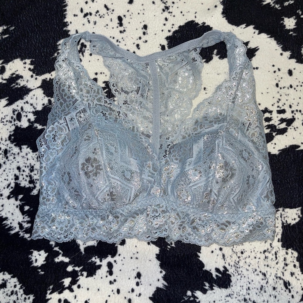 Shiny Blue Bralette Size: Small